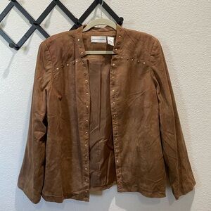 Alfred Dunner Brown Suede Blazer with Stud Details
